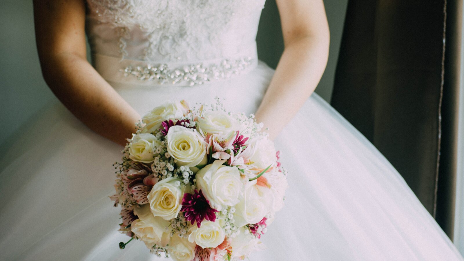With the bouquet